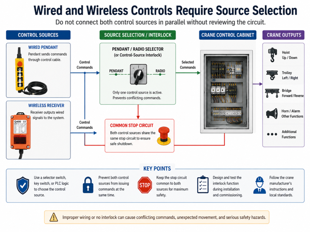 wired pendant and Q400 wireless crane remote control interlock diagram