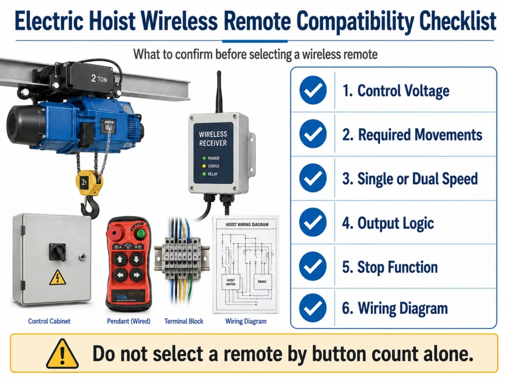 Electric Hoist Wireless Remote Compatibility Checklist